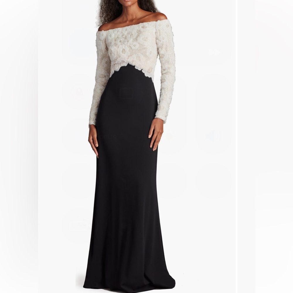 Tadashi Shoji Giuliana Rhinestone Floral Beaded Dress Gown Off Shoulder 10